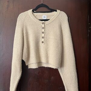 Urban Outfitters Cream Button-Up Sweater
